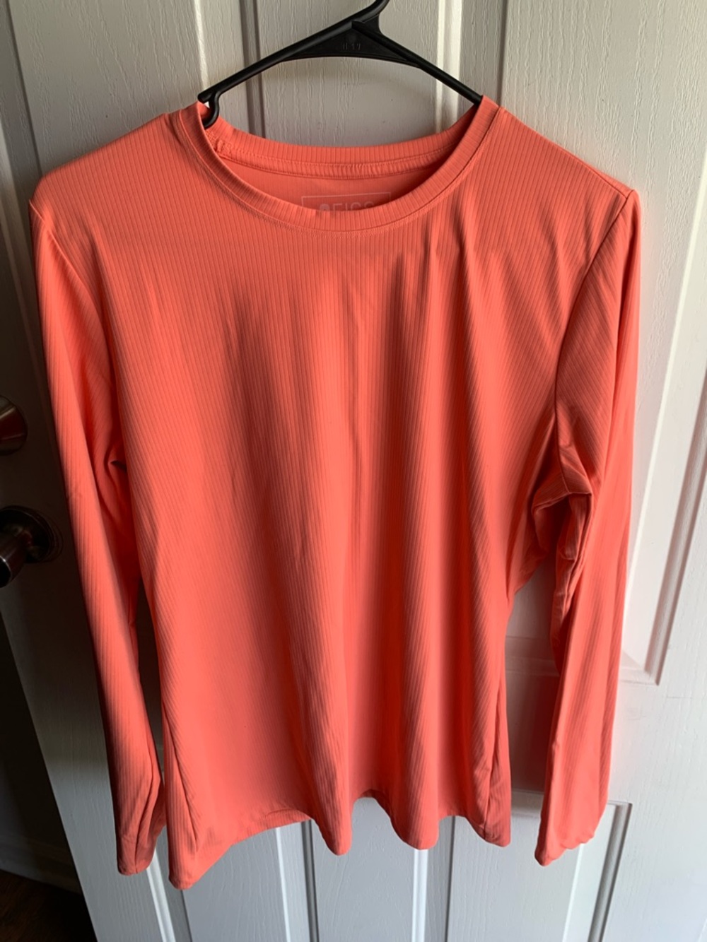 FIGS Long-Sleeve Crewneck Top in Coral Peach